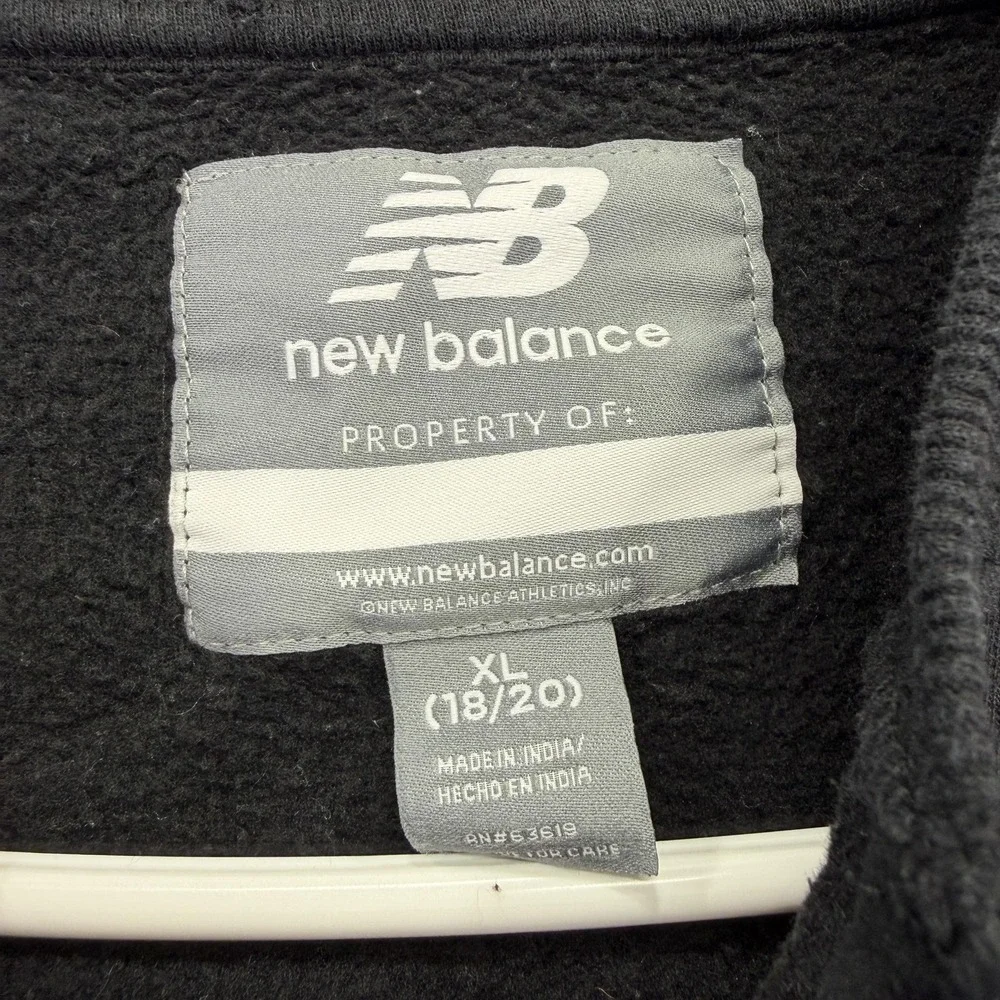 New Balance Jacket Boys XL 18/20 Black Gray Colorblock Varsity Fleece Snap